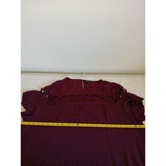 Torrid Dress Purple Challis Lattice Cutout Short Sleeve Trapeze Swing Size 3X - Picture 12 of 16